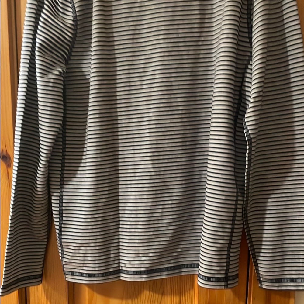 J.Crew Shirt Navy and White Striped Half-Zip Long Sleeve Nautical Mens Small - Picture 9 of 11